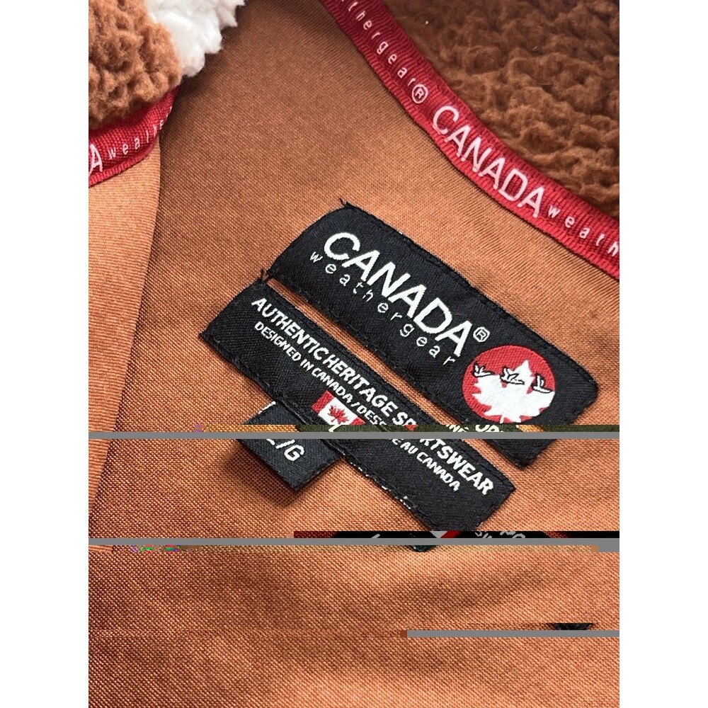 Canada Weather Gear Women's Sherpa Jacket Large Rust White Star Full Zip - Picture 4 of 8